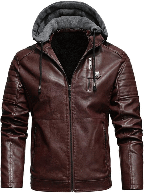 Leather Jacket with Removeable Hood